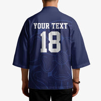 Custom Yorkshire Viking Spirit Kimono White Rose of York Navy Version - Wonder Print Shop