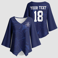 Custom Yorkshire Viking Spirit Kimono Sleeve Blouse White Rose of York Navy Version - Wonder Print Shop