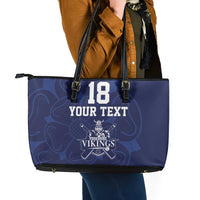 Custom Yorkshire Viking Spirit Leather Tote Bag White Rose of York Navy Version - Wonder Print Shop