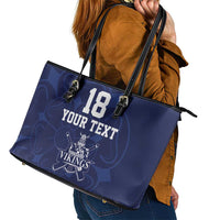 Custom Yorkshire Viking Spirit Leather Tote Bag White Rose of York Navy Version - Wonder Print Shop