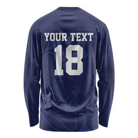 Custom Yorkshire Viking Spirit Long Sleeve Shirt White Rose of York Navy Version - Wonder Print Shop