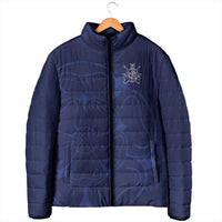 Custom Yorkshire Viking Spirit Padded Jacket White Rose of York Navy Version - Wonder Print Shop