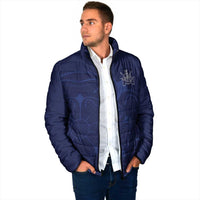 Custom Yorkshire Viking Spirit Padded Jacket White Rose of York Navy Version - Wonder Print Shop