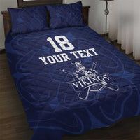 Custom Yorkshire Viking Spirit Quilt Bed Set White Rose of York Navy Version - Wonder Print Shop