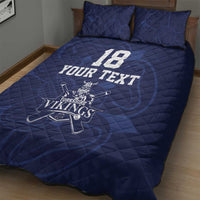 Custom Yorkshire Viking Spirit Quilt Bed Set White Rose of York Navy Version - Wonder Print Shop