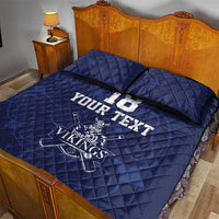 Custom Yorkshire Viking Spirit Quilt Bed Set White Rose of York Navy Version - Wonder Print Shop