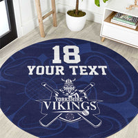 Custom Yorkshire Viking Spirit Round Carpet White Rose of York Navy Version - Wonder Print Shop