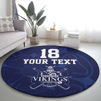 Custom Yorkshire Viking Spirit Round Carpet White Rose of York Navy Version - Wonder Print Shop