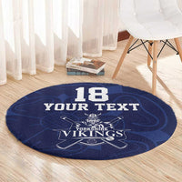 Custom Yorkshire Viking Spirit Round Carpet White Rose of York Navy Version - Wonder Print Shop