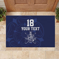 Custom Yorkshire Viking Spirit Rubber Doormat White Rose of York Navy Version - Wonder Print Shop