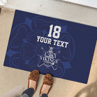 Custom Yorkshire Viking Spirit Rubber Doormat White Rose of York Navy Version - Wonder Print Shop