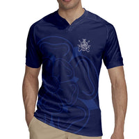 Custom Yorkshire Viking Spirit Rugby Jersey White Rose of York Navy Version - Wonder Print Shop