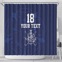 Custom Yorkshire Viking Spirit Shower Curtain White Rose of York Navy Version - Wonder Print Shop