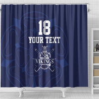 Custom Yorkshire Viking Spirit Shower Curtain White Rose of York Navy Version - Wonder Print Shop