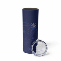 Custom Yorkshire Viking Spirit Skinny Tumbler White Rose of York Navy Version - Wonder Print Shop