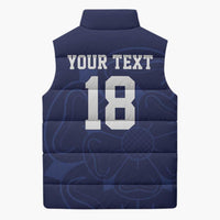 Custom Yorkshire Viking Spirit Sleeveless Puffer Jacket White Rose of York Navy Version - Wonder Print Shop