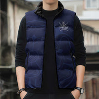 Custom Yorkshire Viking Spirit Sleeveless Puffer Jacket White Rose of York Navy Version - Wonder Print Shop
