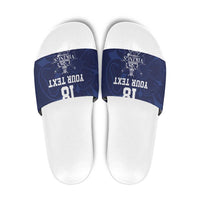 Custom Yorkshire Viking Spirit Slide Sandals White Rose of York Navy Version - Wonder Print Shop