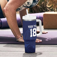 Custom Yorkshire Viking Spirit Tumbler With Handle White Rose of York Navy Version - Wonder Print Shop