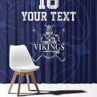 Custom Yorkshire Viking Spirit Window Curtain White Rose of York Navy Version - Wonder Print Shop