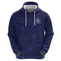 Custom Yorkshire Viking Spirit Zip Hoodie White Rose of York Navy Version - Wonder Print Shop