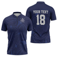 Custom Yorkshire Viking Spirit Zipper Polo Shirt White Rose of York Navy Version - Wonder Print Shop