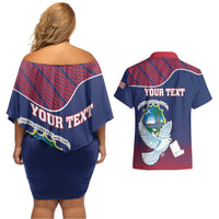 Personalized Liberia White Dove With A Scroll Couples Matching Off Shoulder Short Dress and Hawaiian Shirt Coat Of Arms - Wonder Print Shop