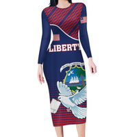 Personalized Liberia White Dove With A Scroll Family Matching Long Sleeve Bodycon Dress and Hawaiian Shirt Coat Of Arms - Wonder Print Shop