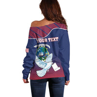 Personalized Liberia White Dove With A Scroll Off Shoulder Sweater Coat Of Arms - Wonder Print Shop