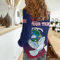 Personalized Liberia White Dove With A Scroll Women Casual Shirt Coat Of Arms - Wonder Print Shop
