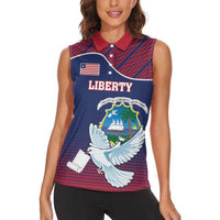 Personalized Liberia White Dove With A Scroll Women Sleeveless Polo Shirt Coat Of Arms - Wonder Print Shop