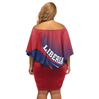 Liberia Coat Of Arms Off Shoulder Short Dress Red Version - Wonder Print Shop