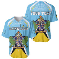 Personalized Saint Lucia Coat Of Arms Baseball Jersey Sent Lisi Flag Style - Wonder Print Shop