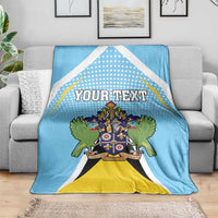 Personalized Saint Lucia Coat Of Arms Blanket Sent Lisi Flag Style