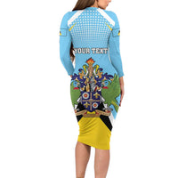 Personalized Saint Lucia Coat Of Arms Family Matching Long Sleeve Bodycon Dress and Hawaiian Shirt Sent Lisi Flag Style - Wonder Print Shop