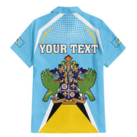 Personalized Saint Lucia Coat Of Arms Family Matching Mermaid Dress and Hawaiian Shirt Sent Lisi Flag Style - Wonder Print Shop