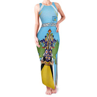 Personalized Saint Lucia Coat Of Arms Family Matching Tank Maxi Dress and Hawaiian Shirt Sent Lisi Flag Style - Wonder Print Shop