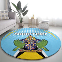 Personalized Saint Lucia Coat Of Arms Round Carpet Sent Lisi Flag Style