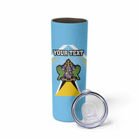 Personalized Saint Lucia Coat Of Arms Skinny Tumbler Sent Lisi Flag Style - Wonder Print Shop
