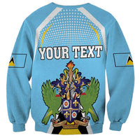 Personalized Saint Lucia Coat Of Arms Sweatshirt Sent Lisi Flag Style - Wonder Print Shop