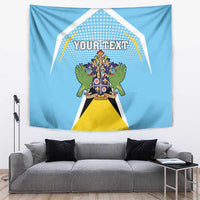 Personalized Saint Lucia Coat Of Arms Tapestry Sent Lisi Flag Style - Wonder Print Shop
