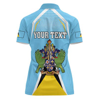Personalized Saint Lucia Coat Of Arms Women Polo Shirt Sent Lisi Flag Style - Wonder Print Shop