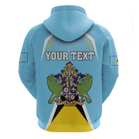 Personalized Saint Lucia Coat Of Arms Zip Hoodie Sent Lisi Flag Style - Wonder Print Shop