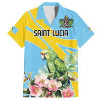 Saint Lucia Rosa Rubiginosa Family Matching Off Shoulder Maxi Dress and Hawaiian Shirt With Sent Lisi Parrot - Wonder Print Shop
