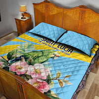 Saint Lucia Rosa Rubiginosa Quilt Bed Set With Sent Lisi Parrot - Wonder Print Shop
