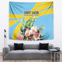 Saint Lucia Rosa Rubiginosa Tapestry With Sent Lisi Parrot - Wonder Print Shop