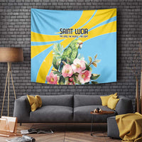 Saint Lucia Rosa Rubiginosa Tapestry With Sent Lisi Parrot - Wonder Print Shop