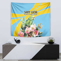 Saint Lucia Rosa Rubiginosa Tapestry With Sent Lisi Parrot - Wonder Print Shop