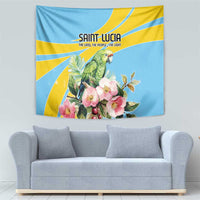 Saint Lucia Rosa Rubiginosa Tapestry With Sent Lisi Parrot - Wonder Print Shop