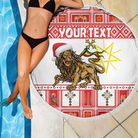 Personalized Ethiopia Christmas Beach Blanket Lion of Judah - Melikam Gena! - Wonder Print Shop